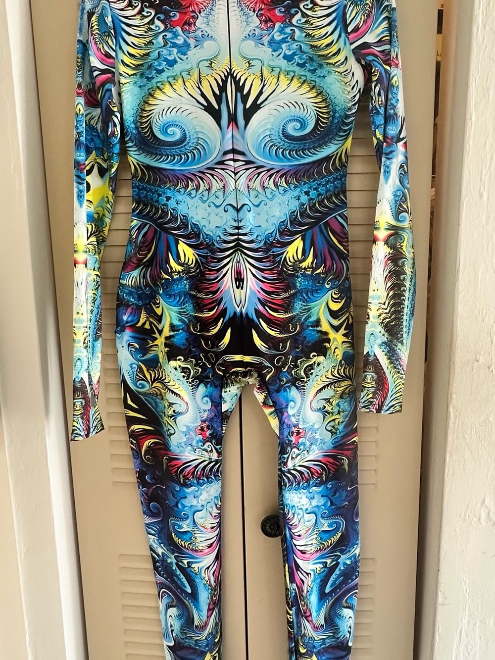 Multicolor Psychedelic Long-Sleeve Printed Jumpsuit Festival Vibes